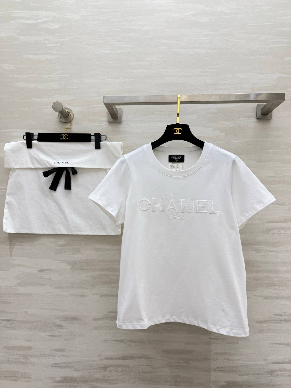 CHANEL シャネル ロゴT シャツ クルーネック 刺繍 ビンテージ ホワイト