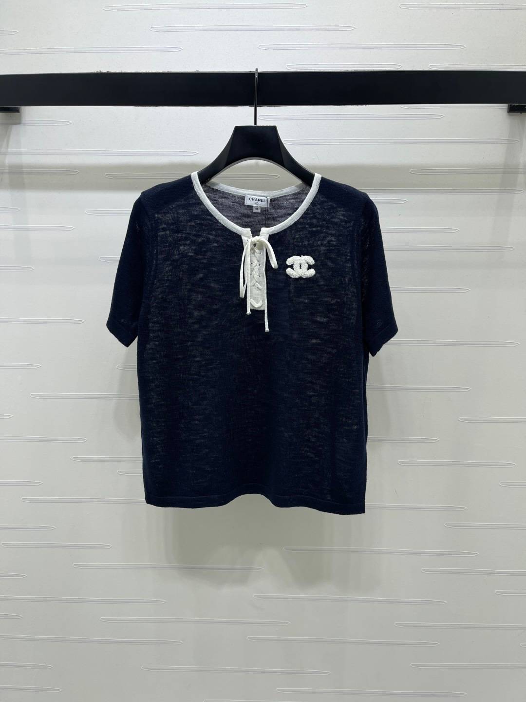 CHANEL シャネル 半袖Tシャツ ココマーク ロゴTシャツ クルーネック 綿100 バイカラー