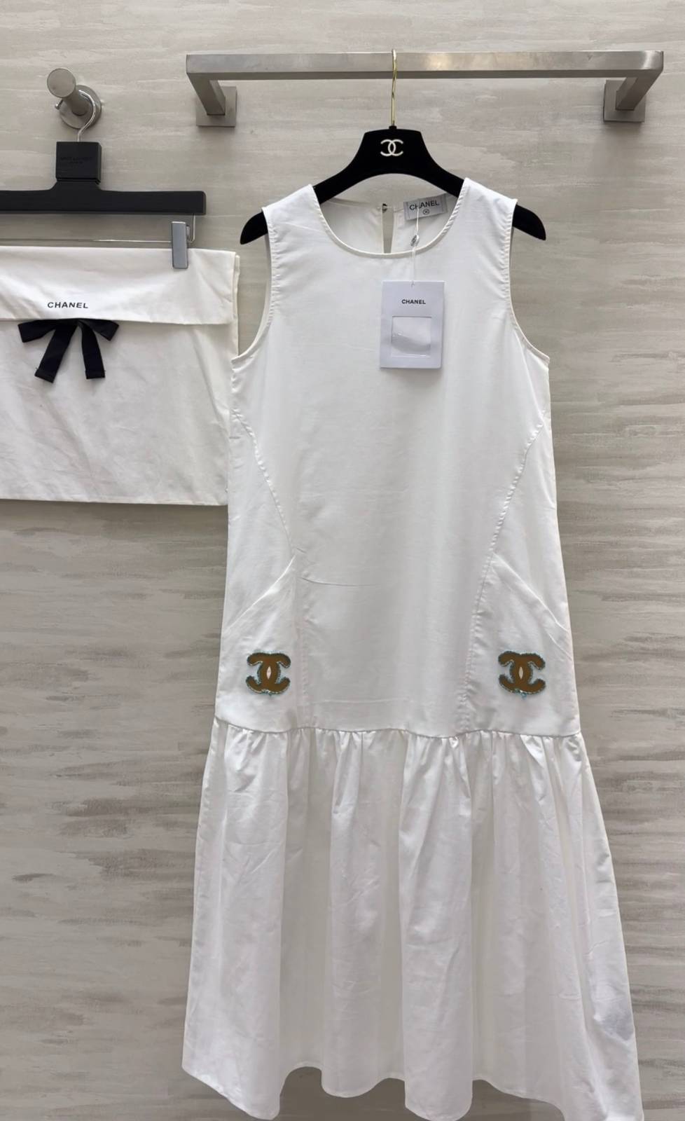 CHANEL シャネル ノースリーブワンピース Aライン ホワイト