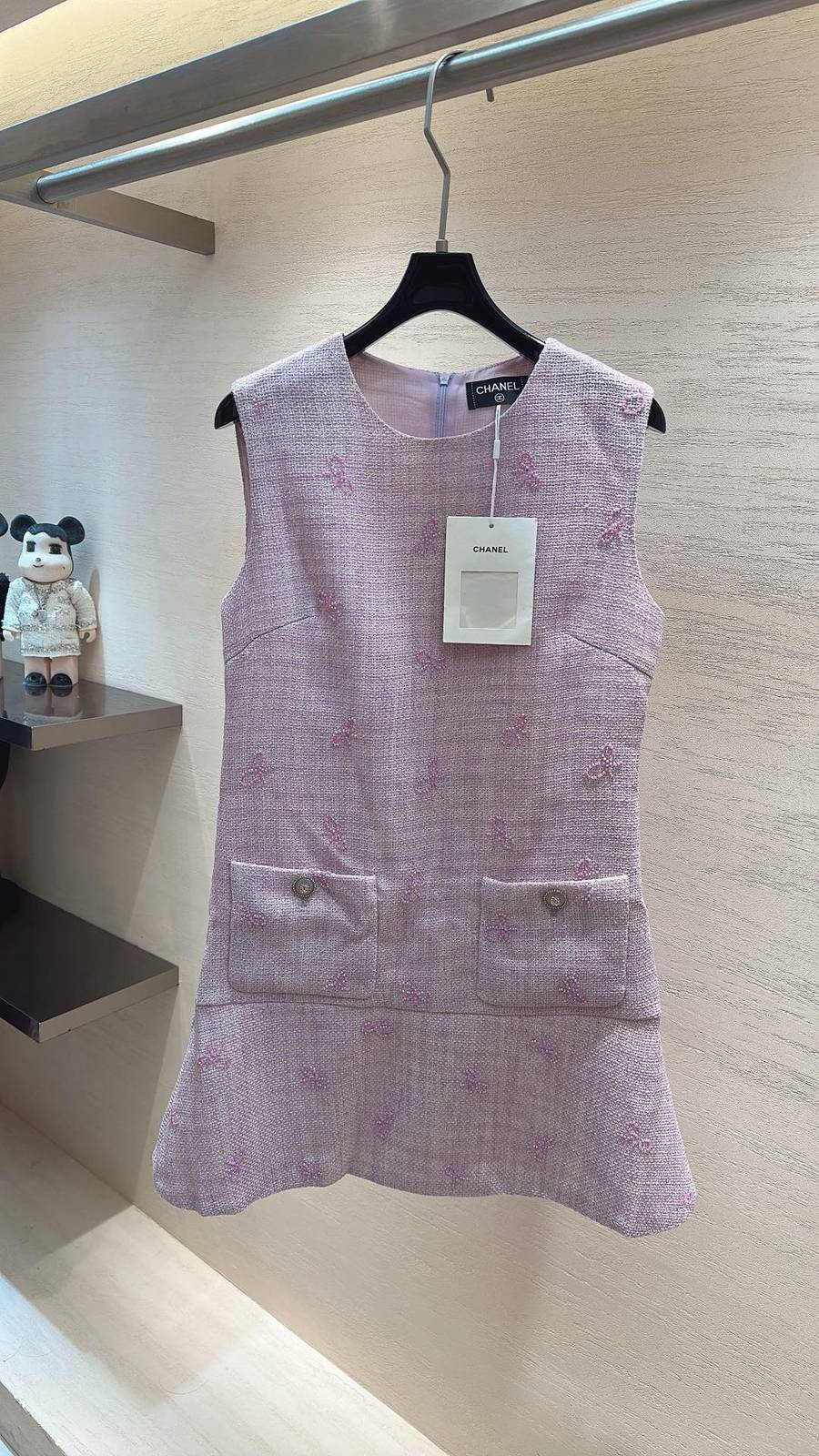 CHANEL シャネル ツイードワンピース ノースリーブ ミニ ピンク