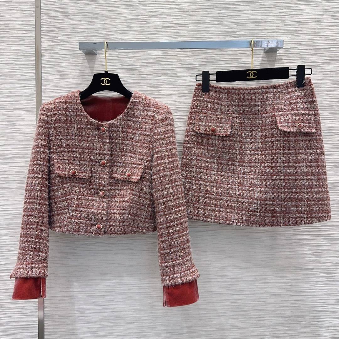 CHANEL シャネル スカートセットアップ ジャケット ミニ ピンクベージュ