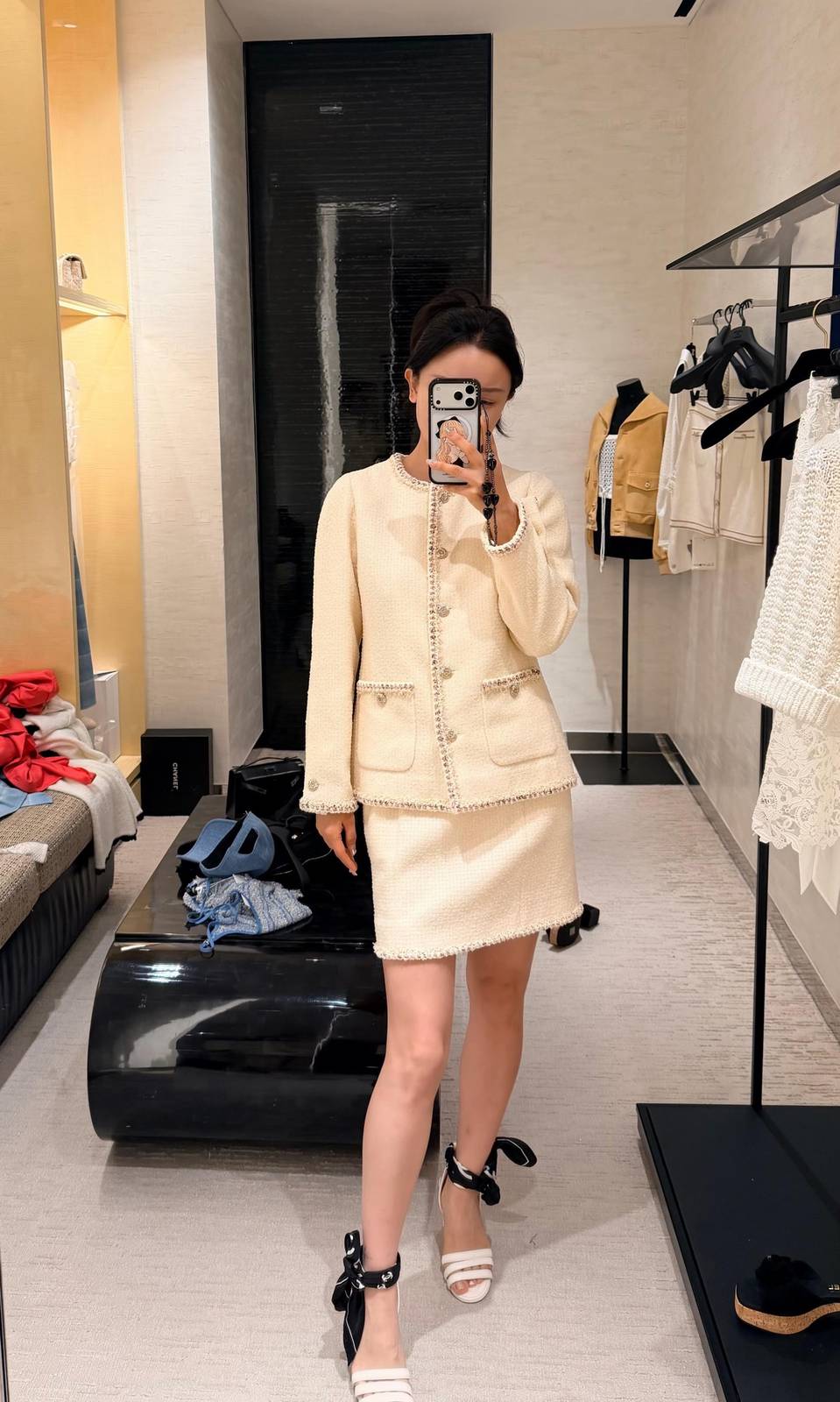 CHANEL シャネル スカートセットアップ ツイード ミニスカート ベージュ