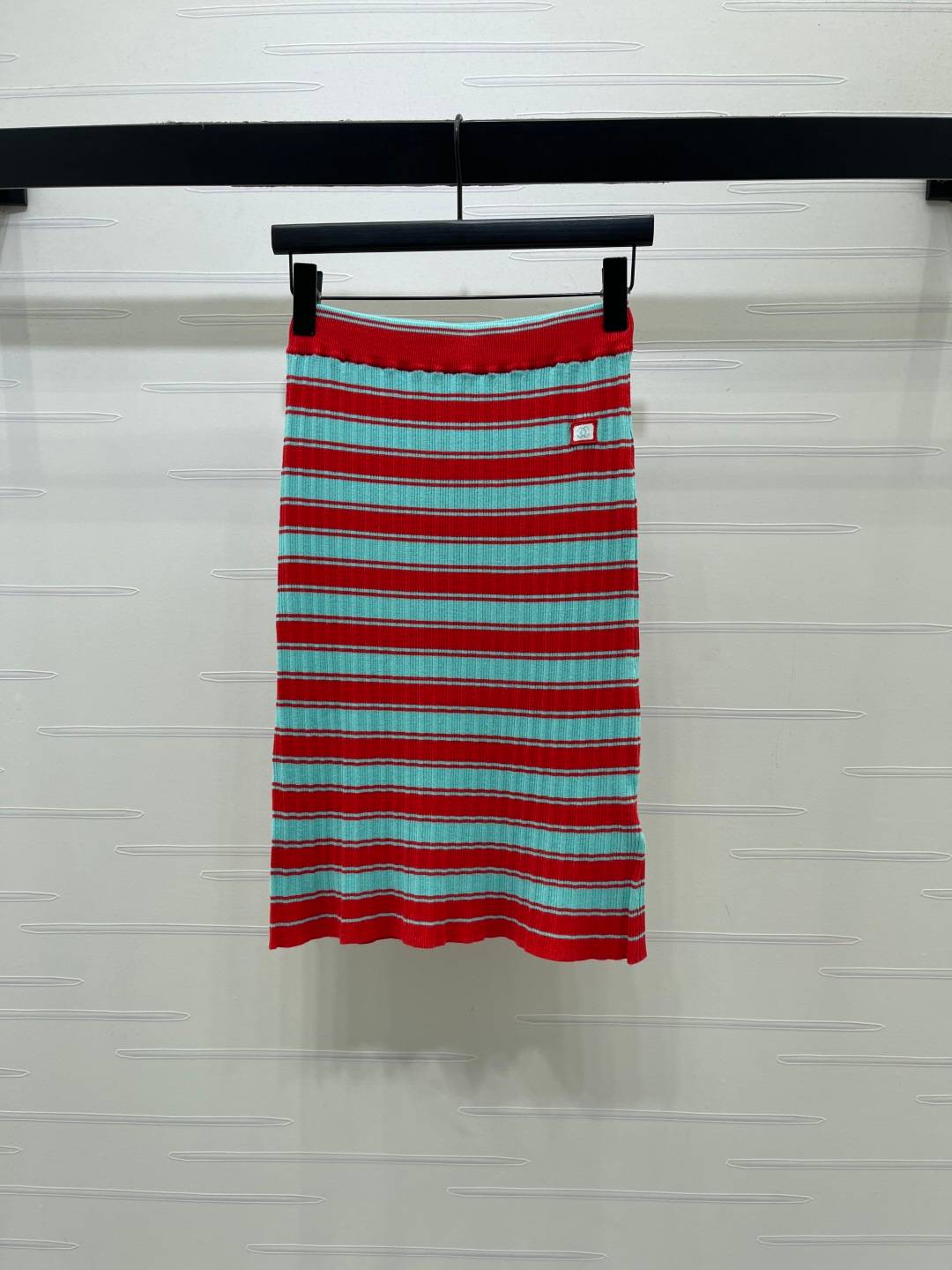 CHANEL シャネル スカート ニット ストライプ レディース レッド