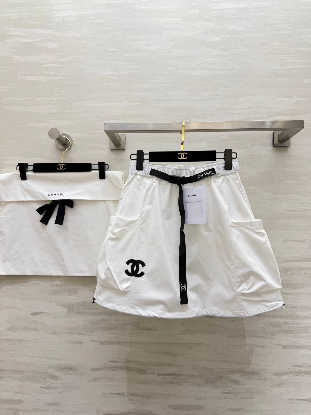 CHANEL シャネル スカート ミニ Aライン ホワイト