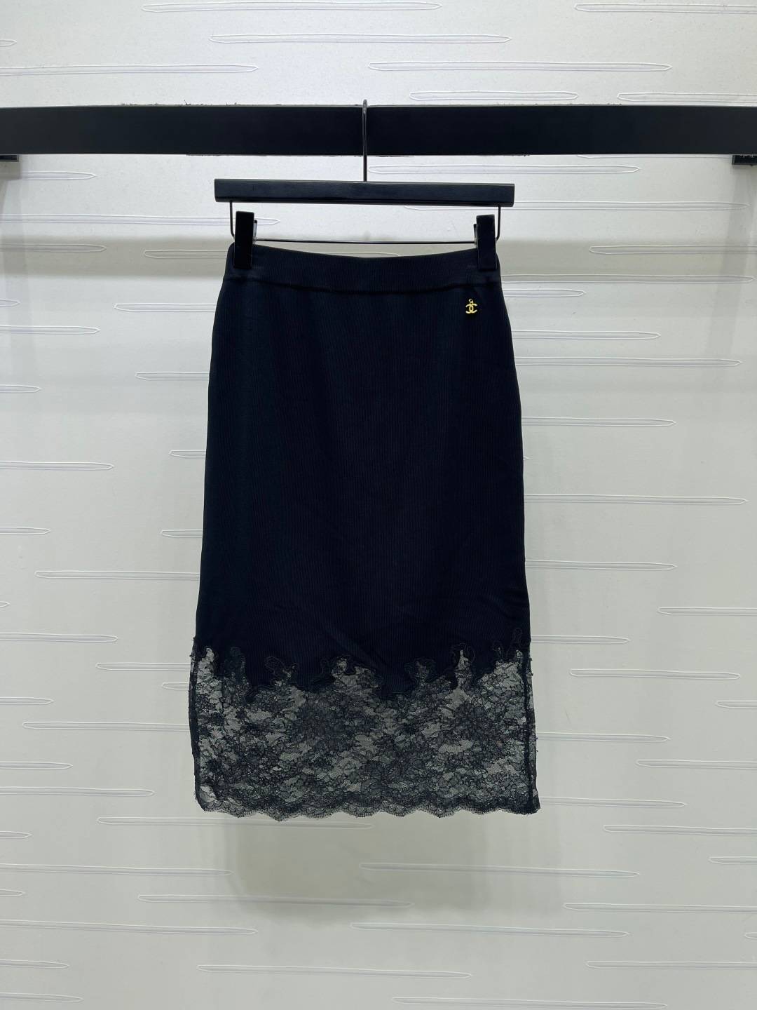 CHANEL シャネル スカート ハイウエスト レース ニット ブラック