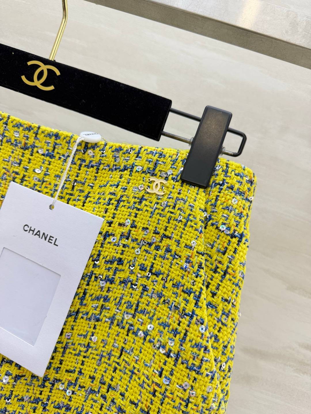 CHANEL シャネル スカート Aライン ハイウエスト ツイード イエロー