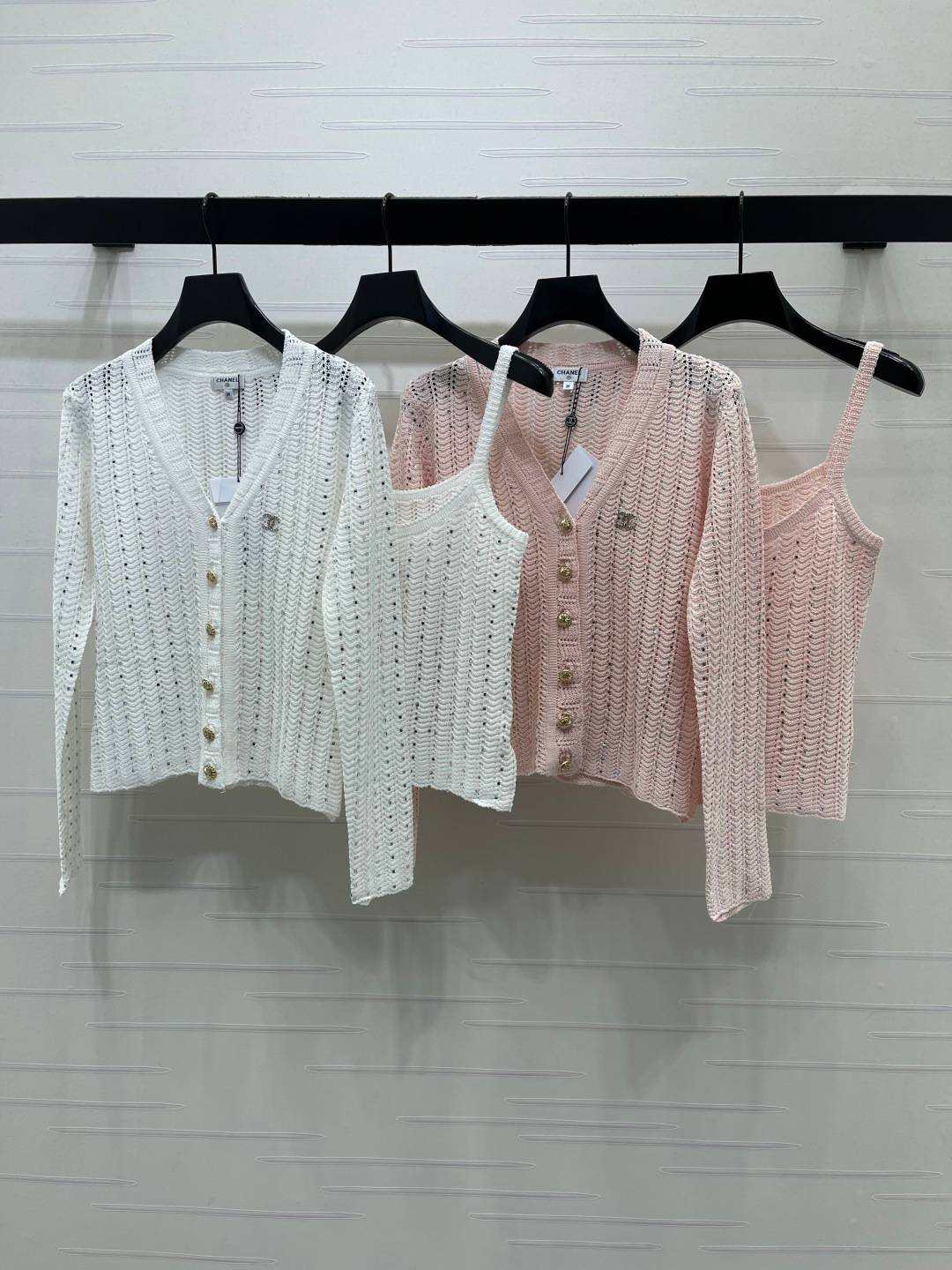 CHANEL シャネル セットアップ ニット カーディガン ホワイト ピンク