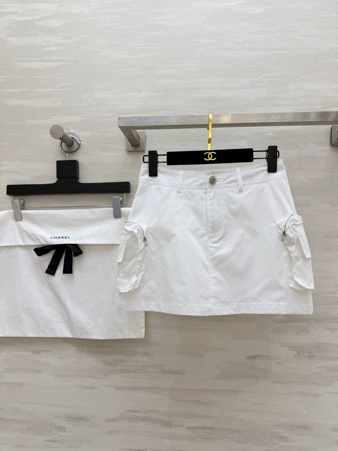 CHANEL シャネル スカート ミニ Aライン ハイウエスト ホワイト