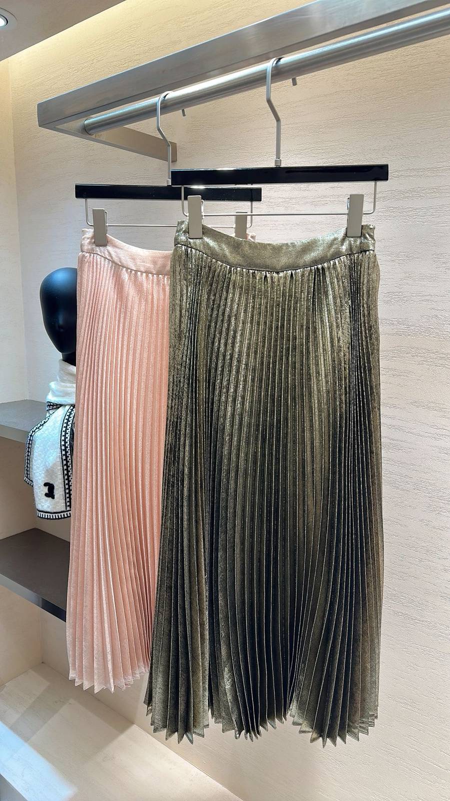 CHANEL シャネル プリーツスカート ミディ ハイウエスト メタリック ピンク