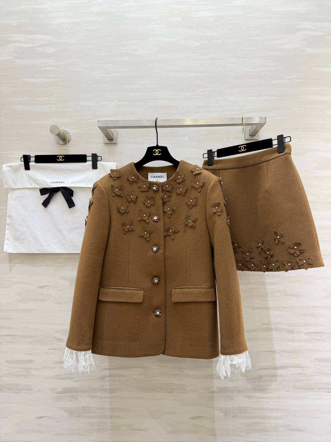 CHANEL シャネル スカートスーツ ジャケット フォーマル ブラウン