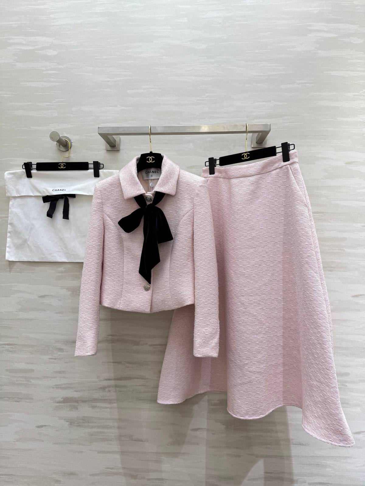 CHANEL シャネル スカートセットアップ レディース フォーマル Aライン ピンク