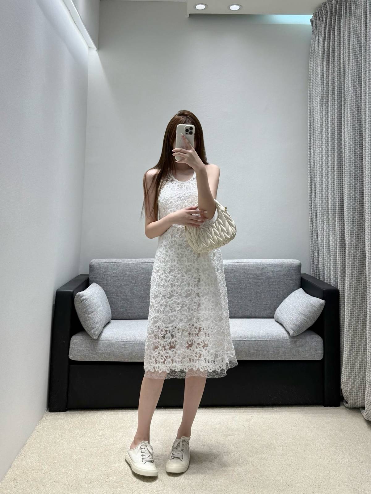 CHANEL シャネル 春夏 レースワンピース ミディ ノースリーブ ホワイト
