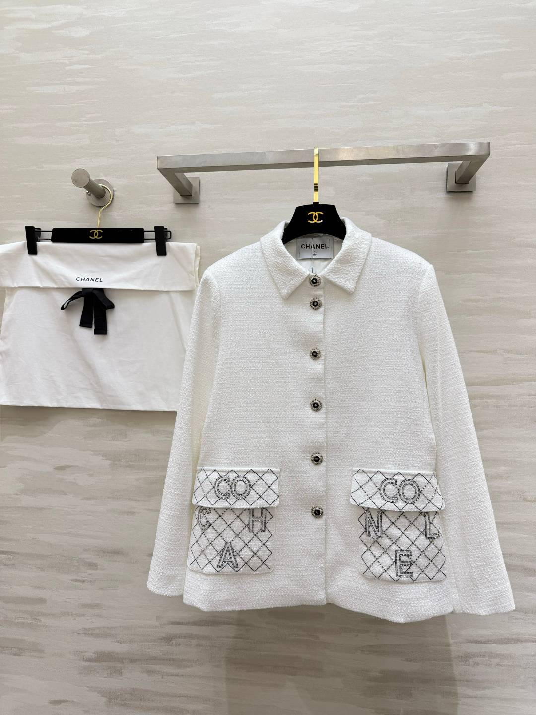 CHANEL シャネル ツイードジャケット レディース 通勤 ホワイト