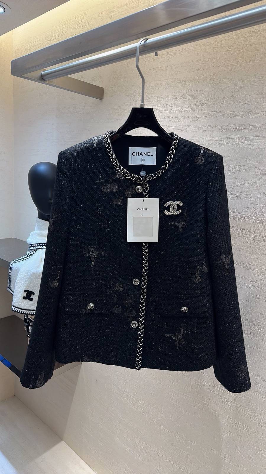 CHANEL シャネル ツイードジャケット レディース ショート丈 ブラック