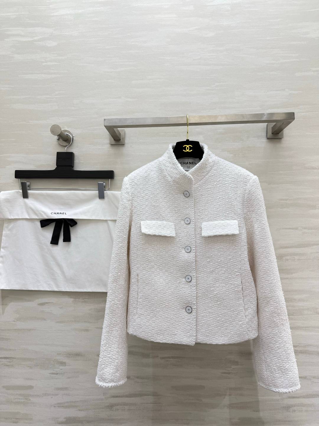 CHANEL シャネル ツイードジャケット レディース 通勤 ショート丈 ホワイト
