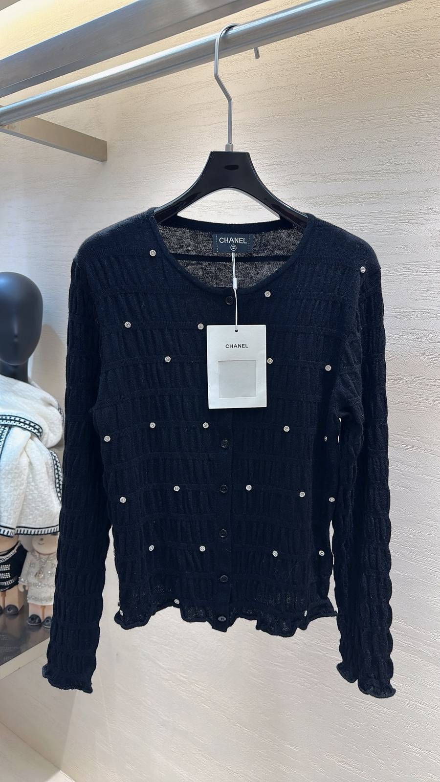 CHANEL シャネル ニットカーディガン 長袖 ボタン ブラック