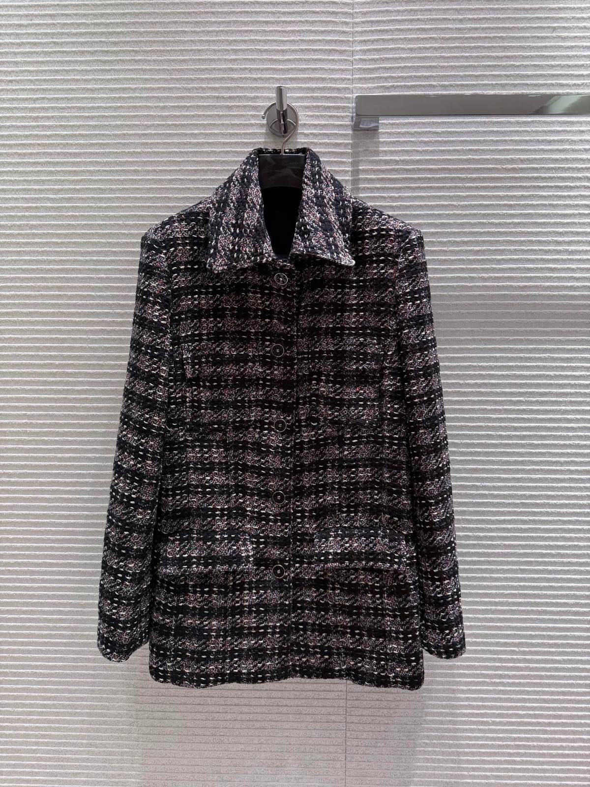CHANEL シャネル ツイードジャケット レディース 通勤 テーラード 紫黒