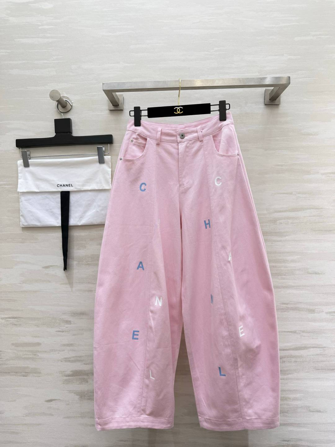 CHANEL シャネル ワイドパンツ ハイウエスト レディース ピンク