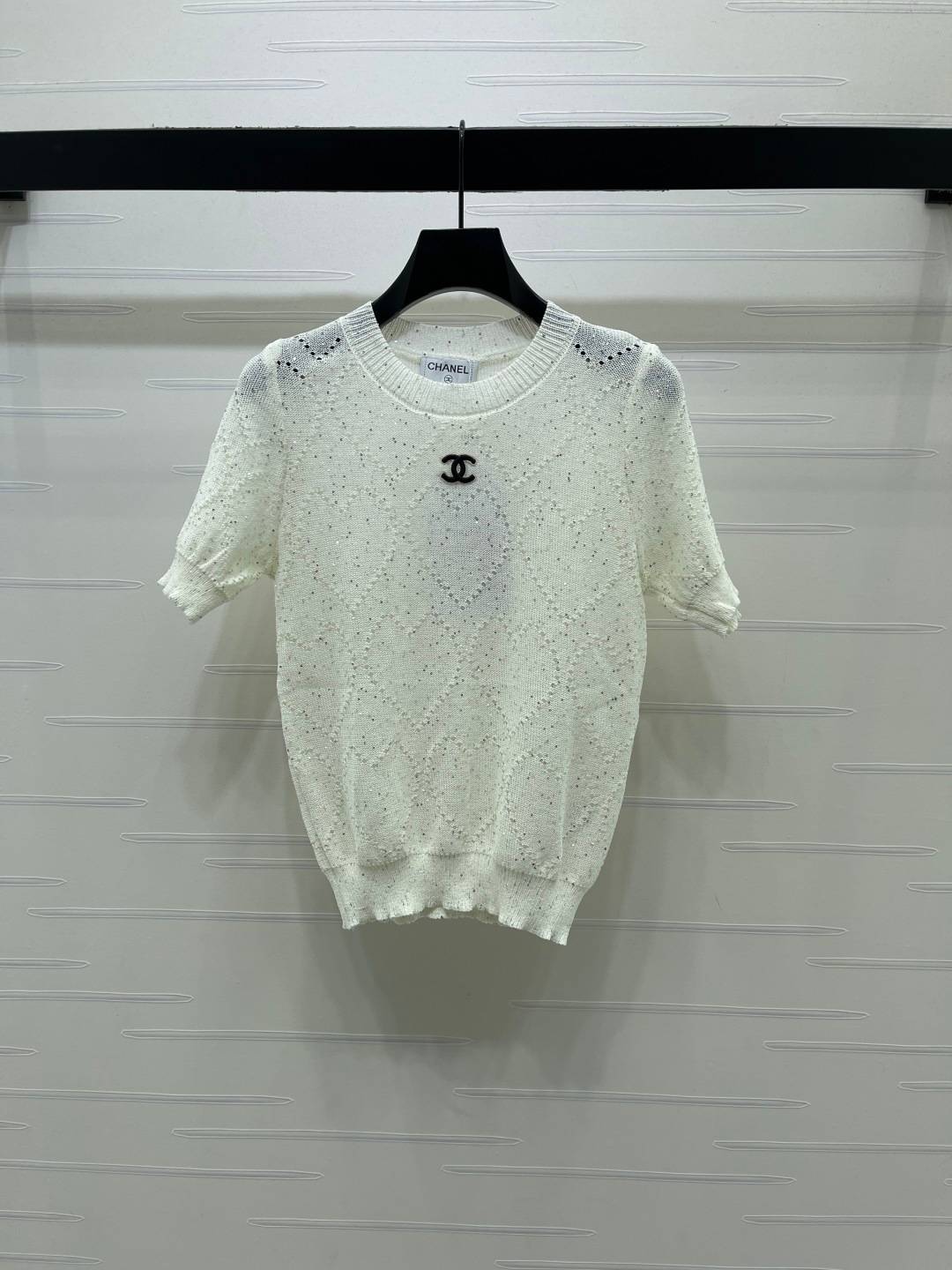 CHANEL シャネル ニット 半袖 クルーネック ホワイト