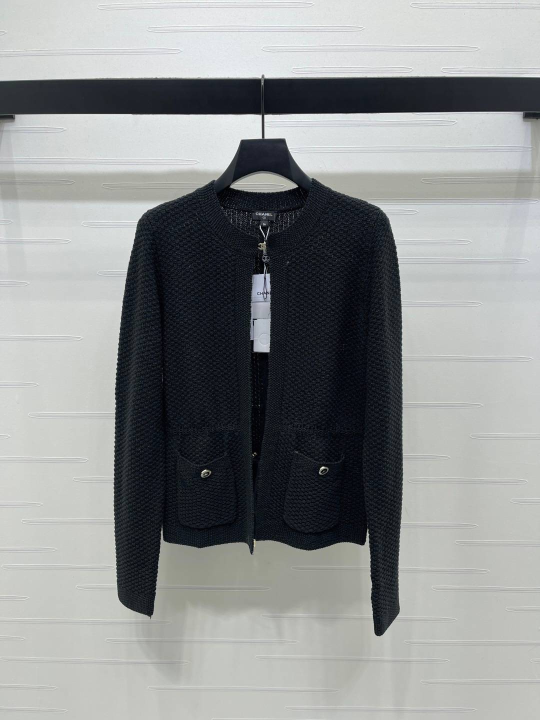 CHANEL シャネル ニットカーディガン 長袖 クルーネック ブラック