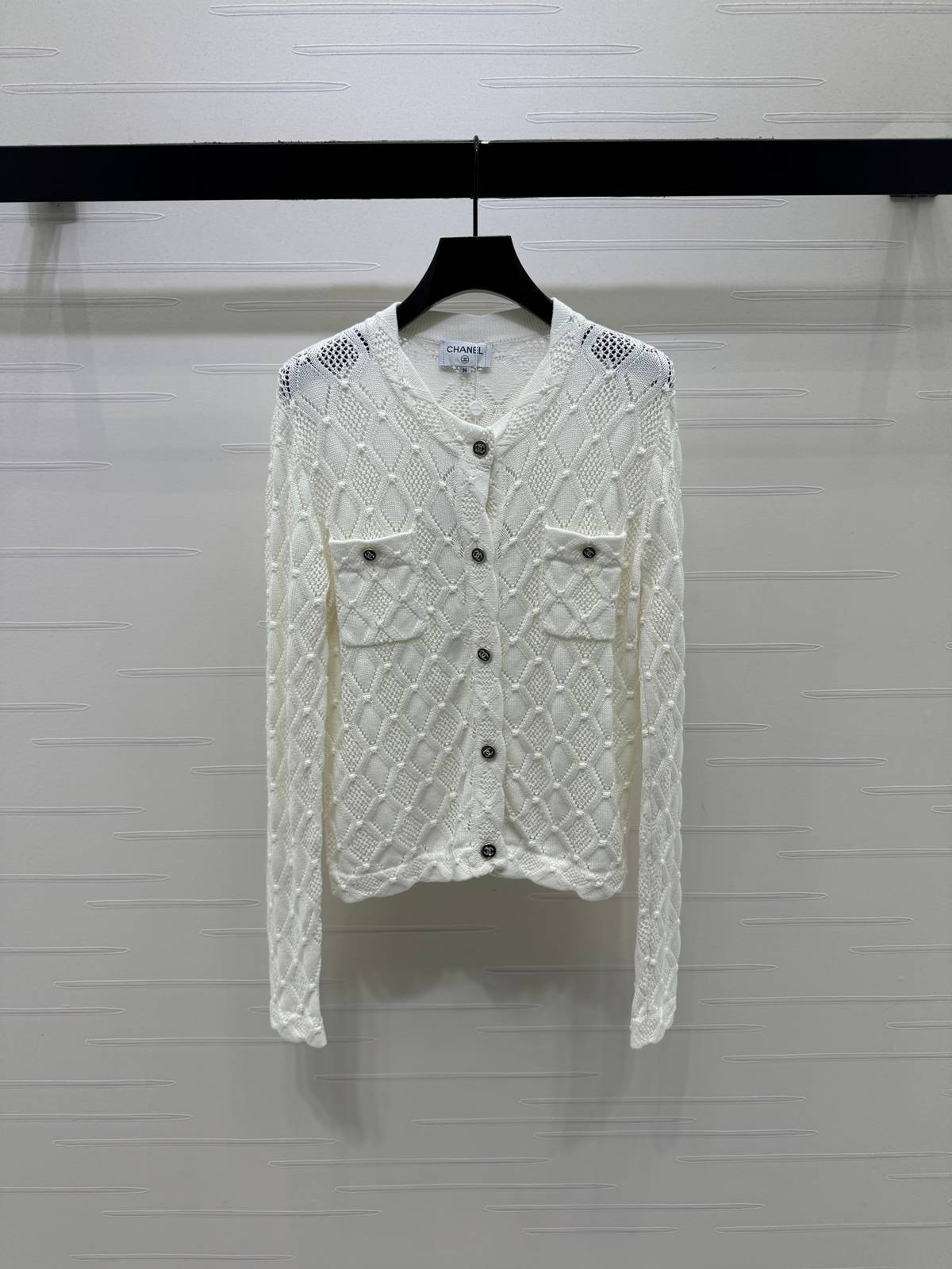 CHANEL シャネル ニットカーディガン 長袖 ボタン ホワイト