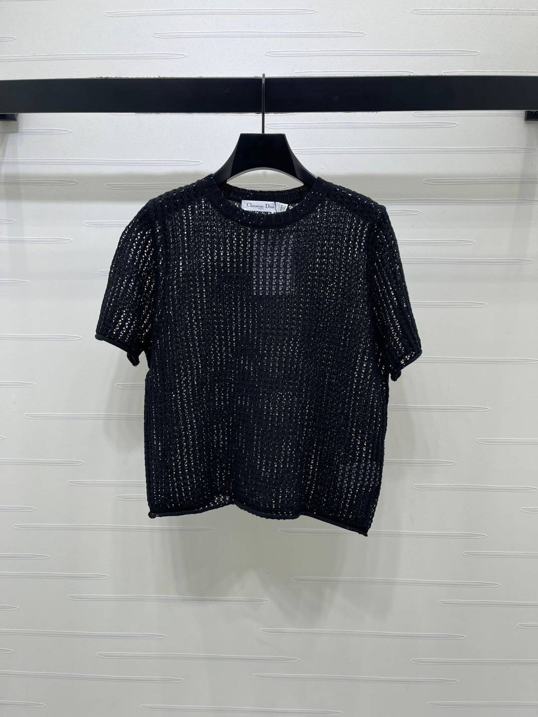 CHANEL シャネル ニット 半袖 クルーネック メッシュ ブラック