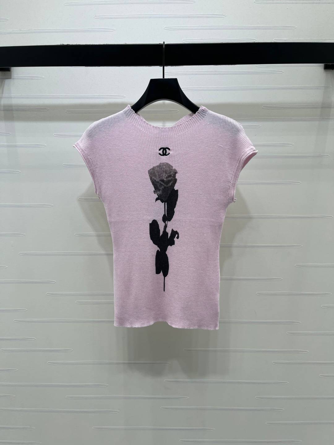 CHANEL シャネル ニットベスト クルーネック ロゴ レディース ピンク