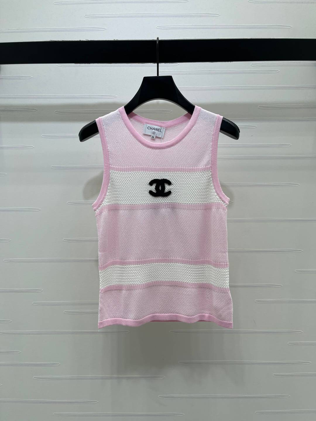 CHANEL シャネル ベスト クルーネック ロゴ レディース ピンク