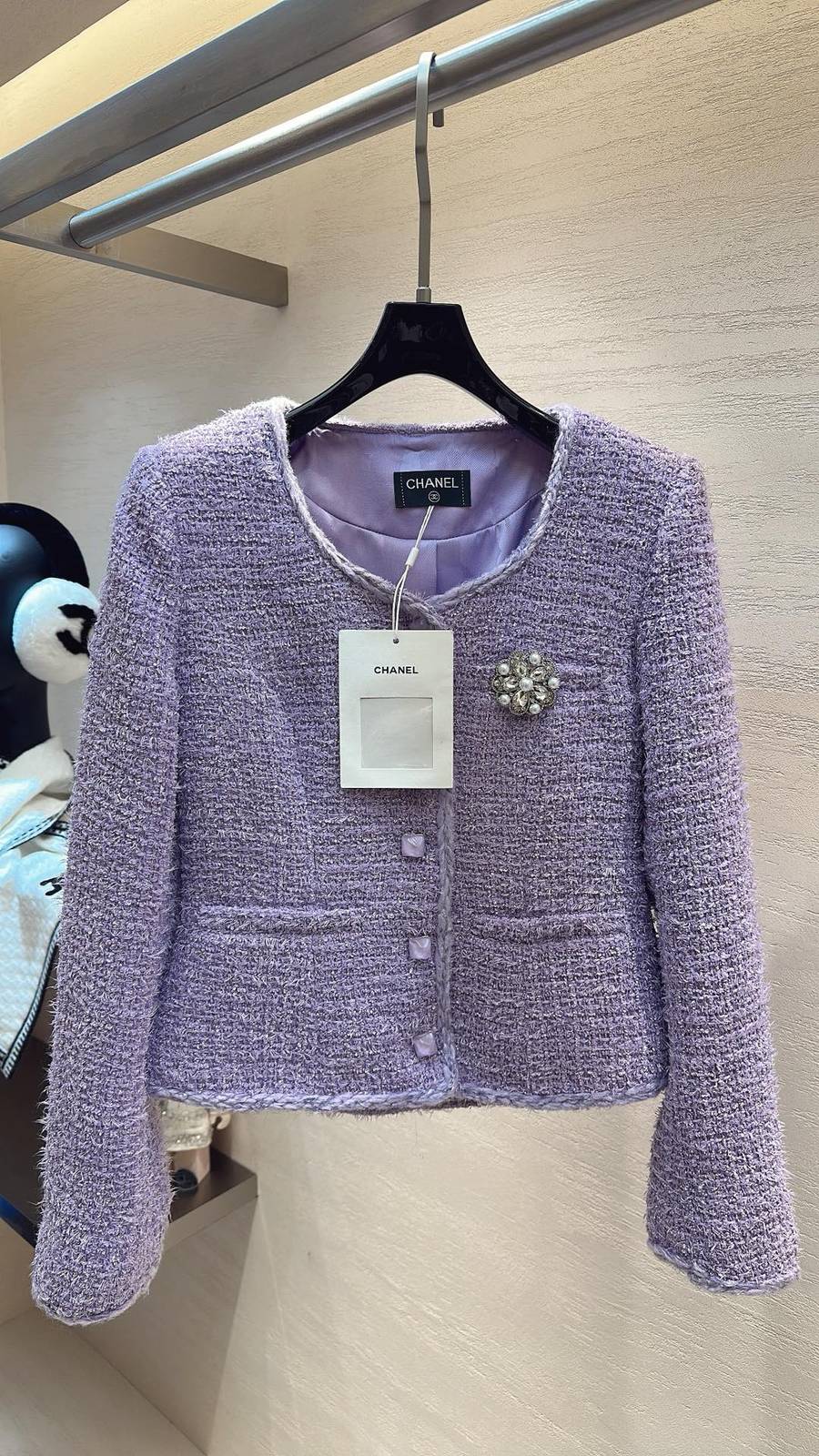 CHANEL シャネル ツイードジャケット ショート丈 レディース 通勤 パープル