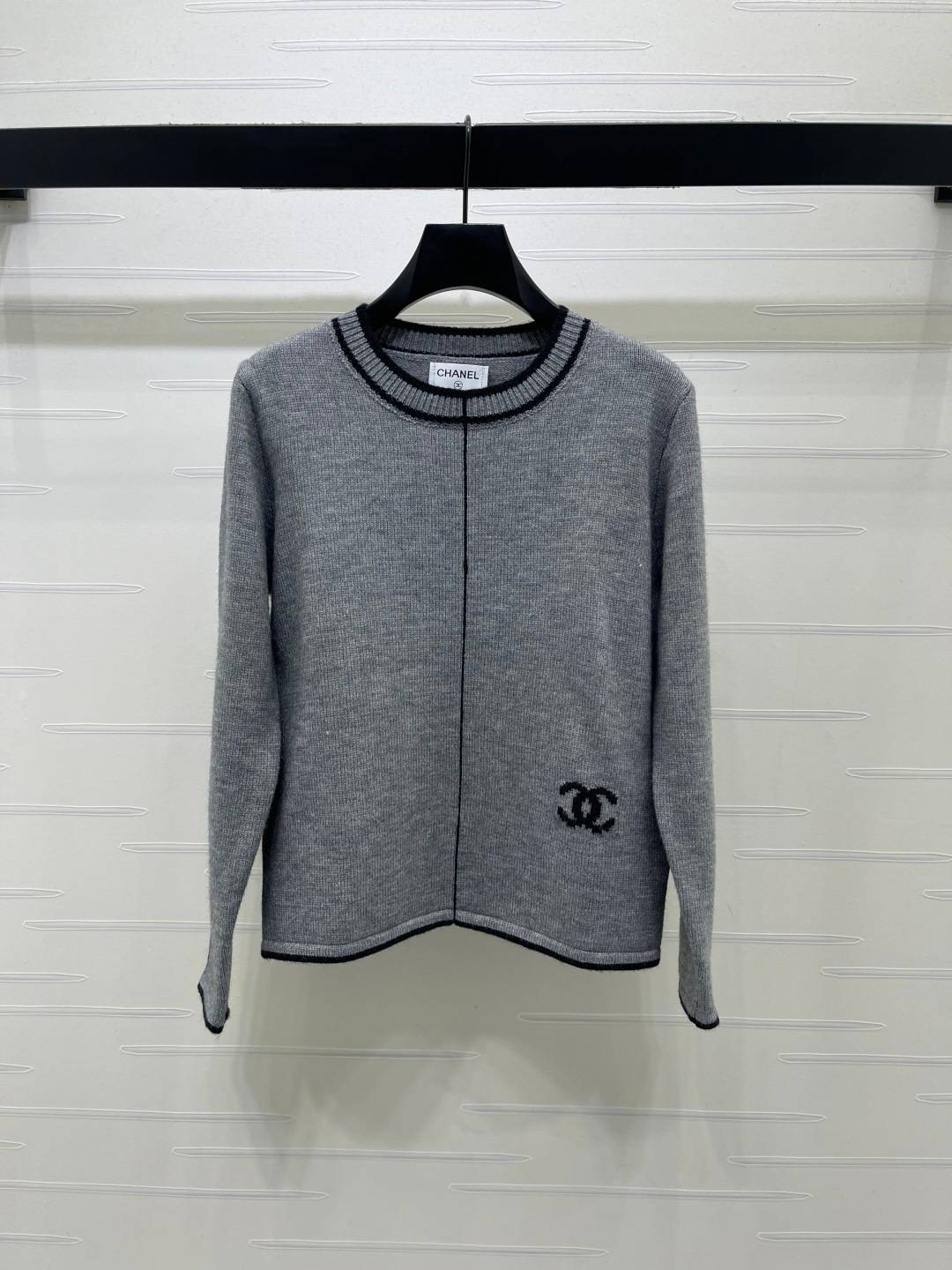 CHANEL シャネル ニットカーディガン 長袖 クルーネック レディース グレー