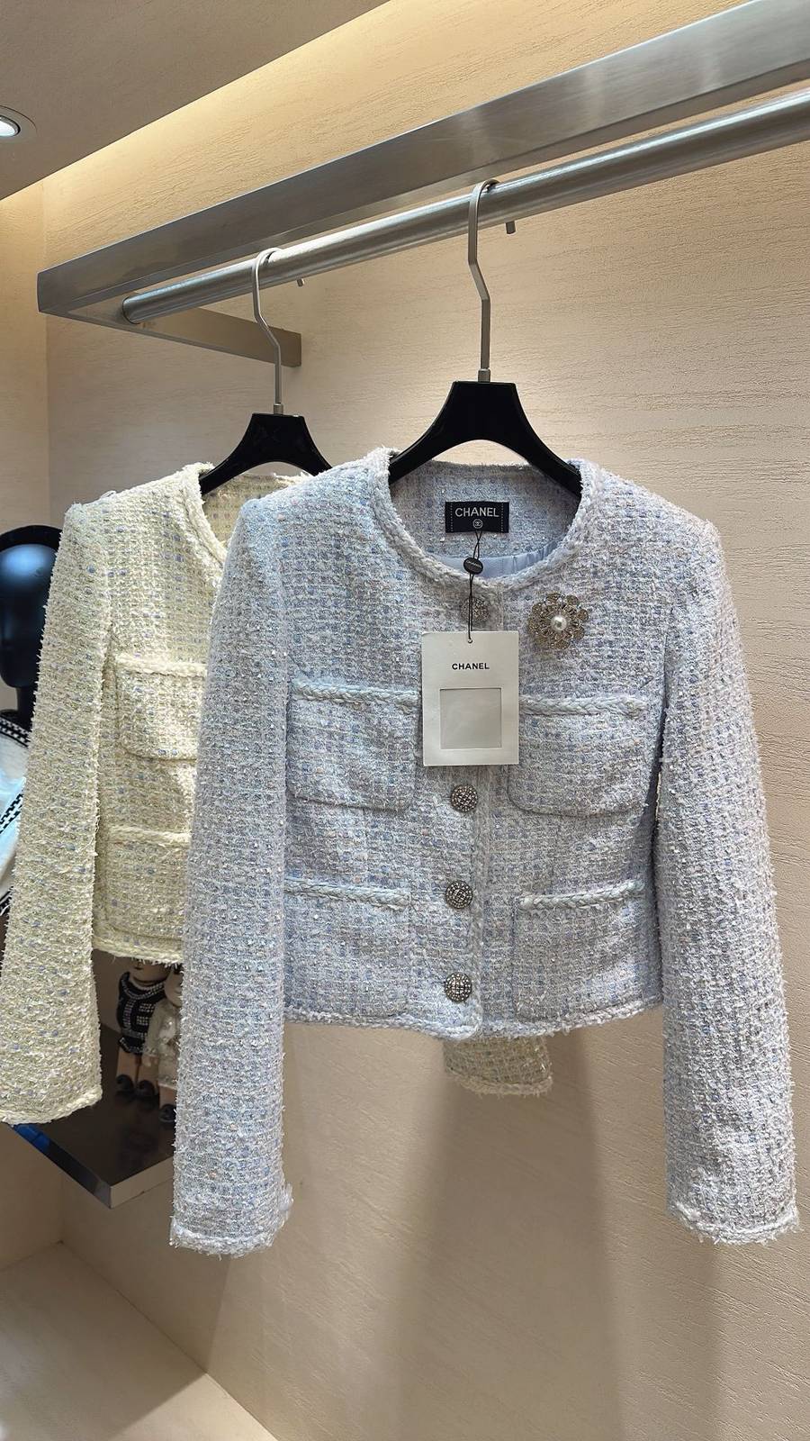 CHANEL シャネル ツイードジャケット ショート丈 レディース 通勤 ホワイト