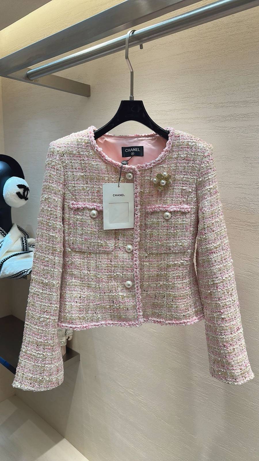 CHANEL シャネル ツイードジャケット ショート丈 レディース ピンク