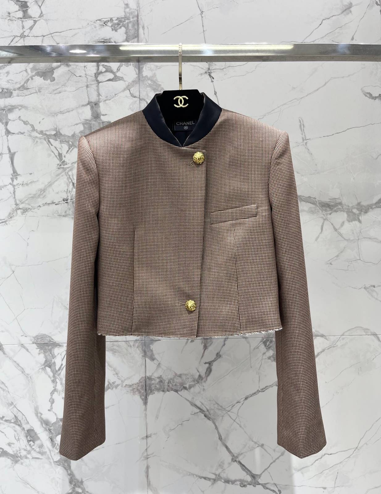 CHANEL シャネル ツイードジャケット ショート丈 レディース 通勤 ブラウン