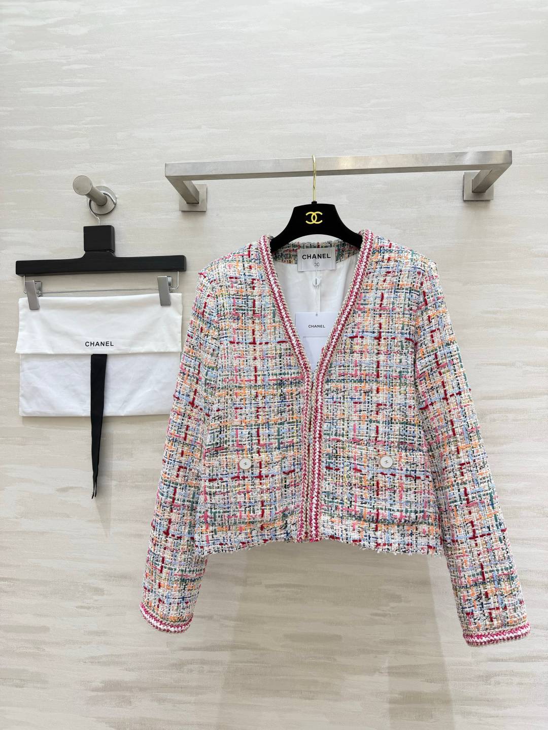 CHANEL シャネル ツイードジャケット ショート丈 レディース マルチカラー