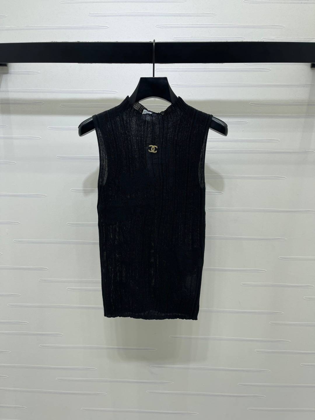 CHANEL シャネル ベスト ノースリーブ ロゴ レディース ブラック