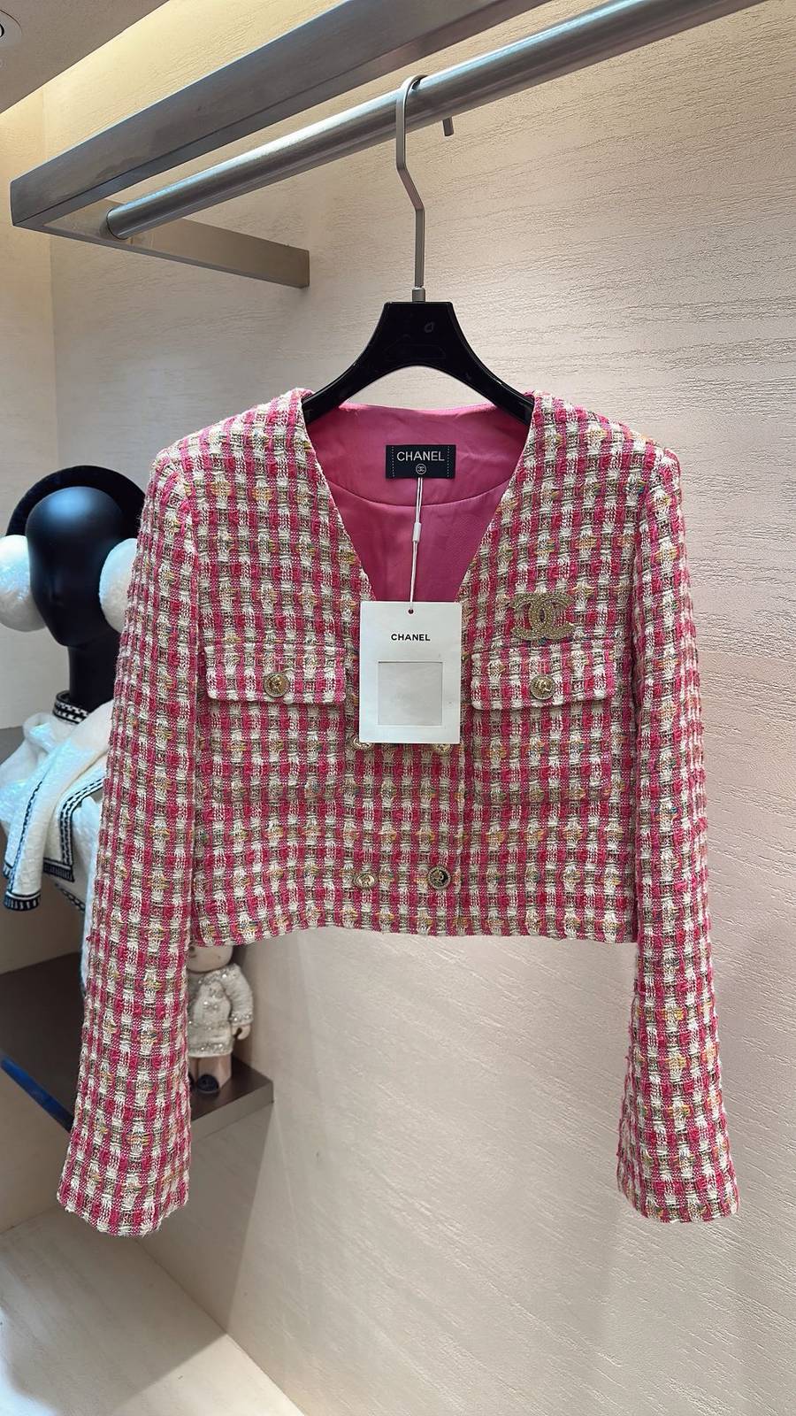 CHANEL シャネル ツイードジャケット ショート丈 レディース ピンク