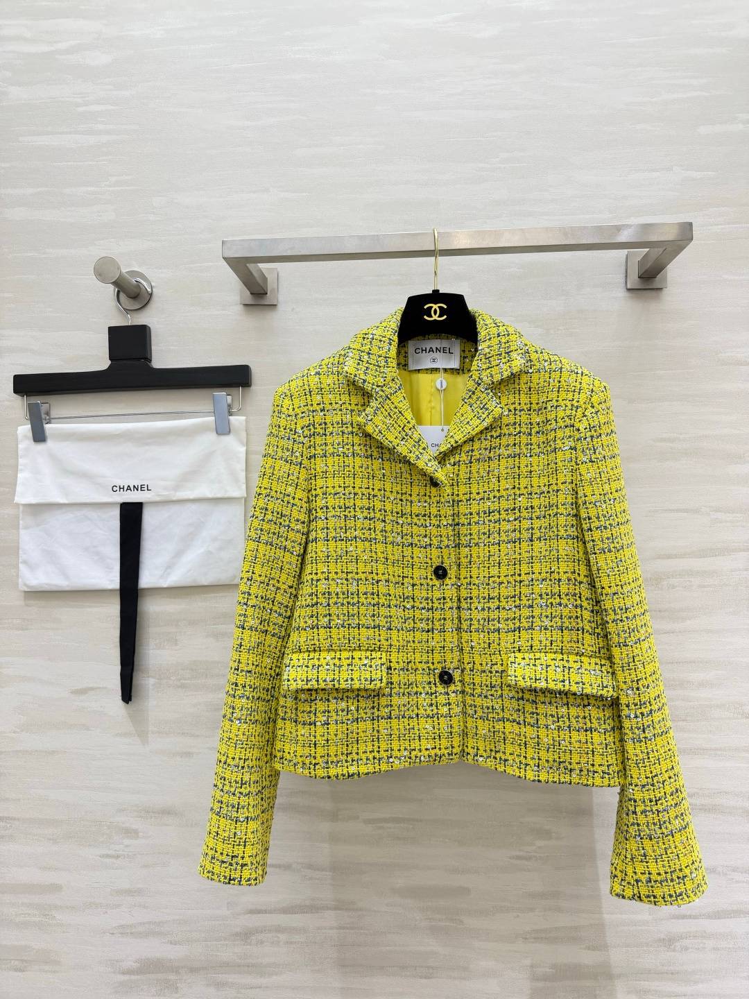 CHANEL シャネル ツイードジャケット ショート丈 レディース 通勤 イエロー