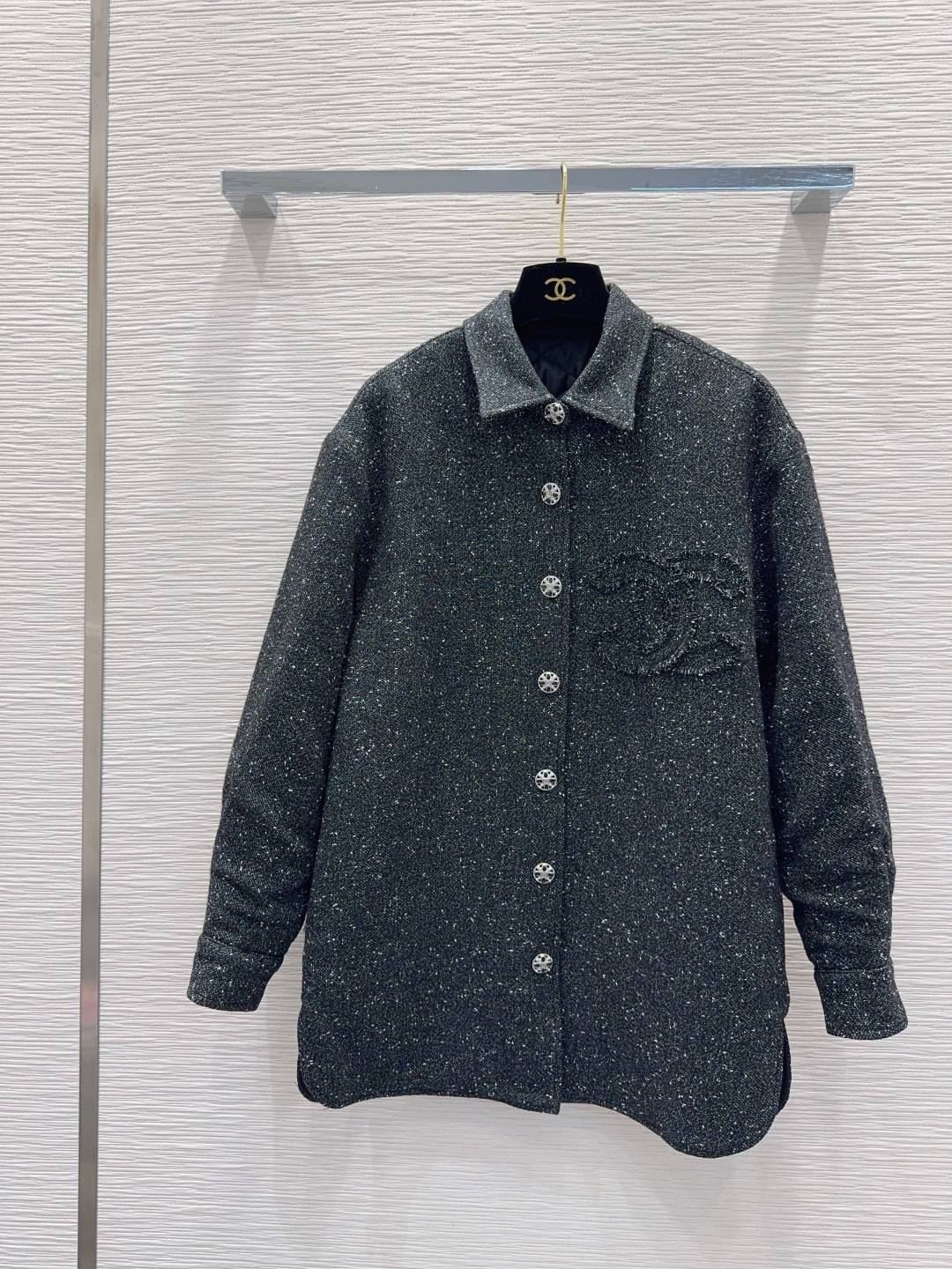 CHANEL シャネル ツイードジャケット レディース ロゴ 通勤 ブラック