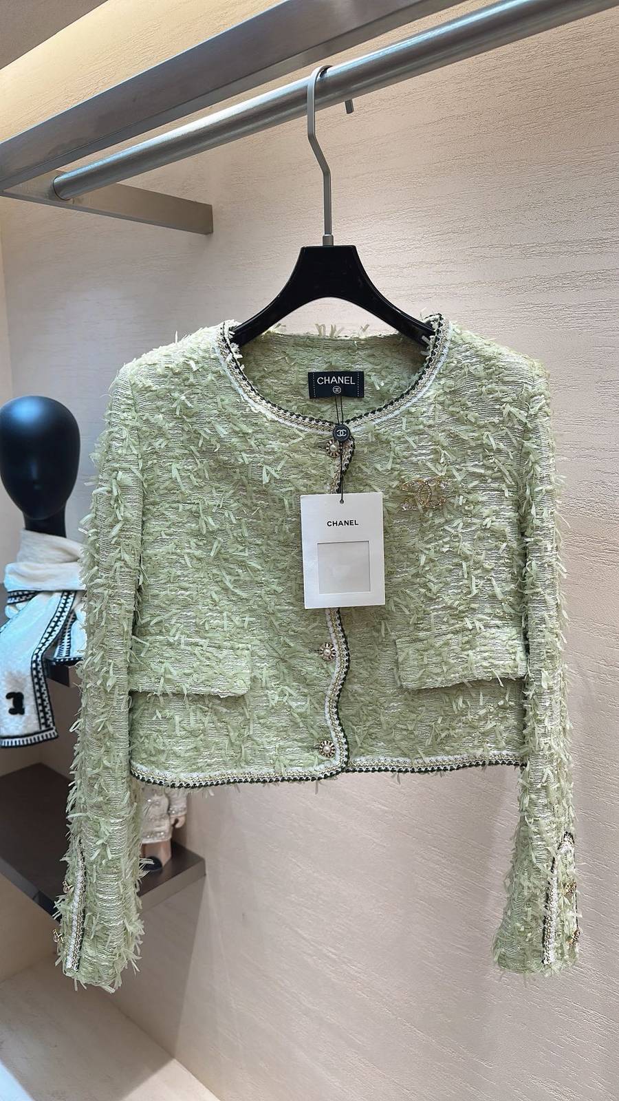 CHANEL シャネル ツイードジャケット ショート丈 レディース ミントグリーン