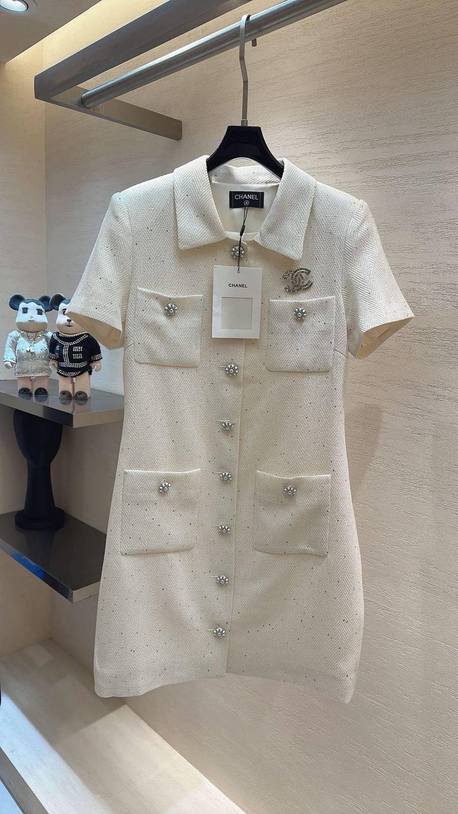 CHANEL シャネル シャツ 半袖 襟付き 通勤 ベージュ