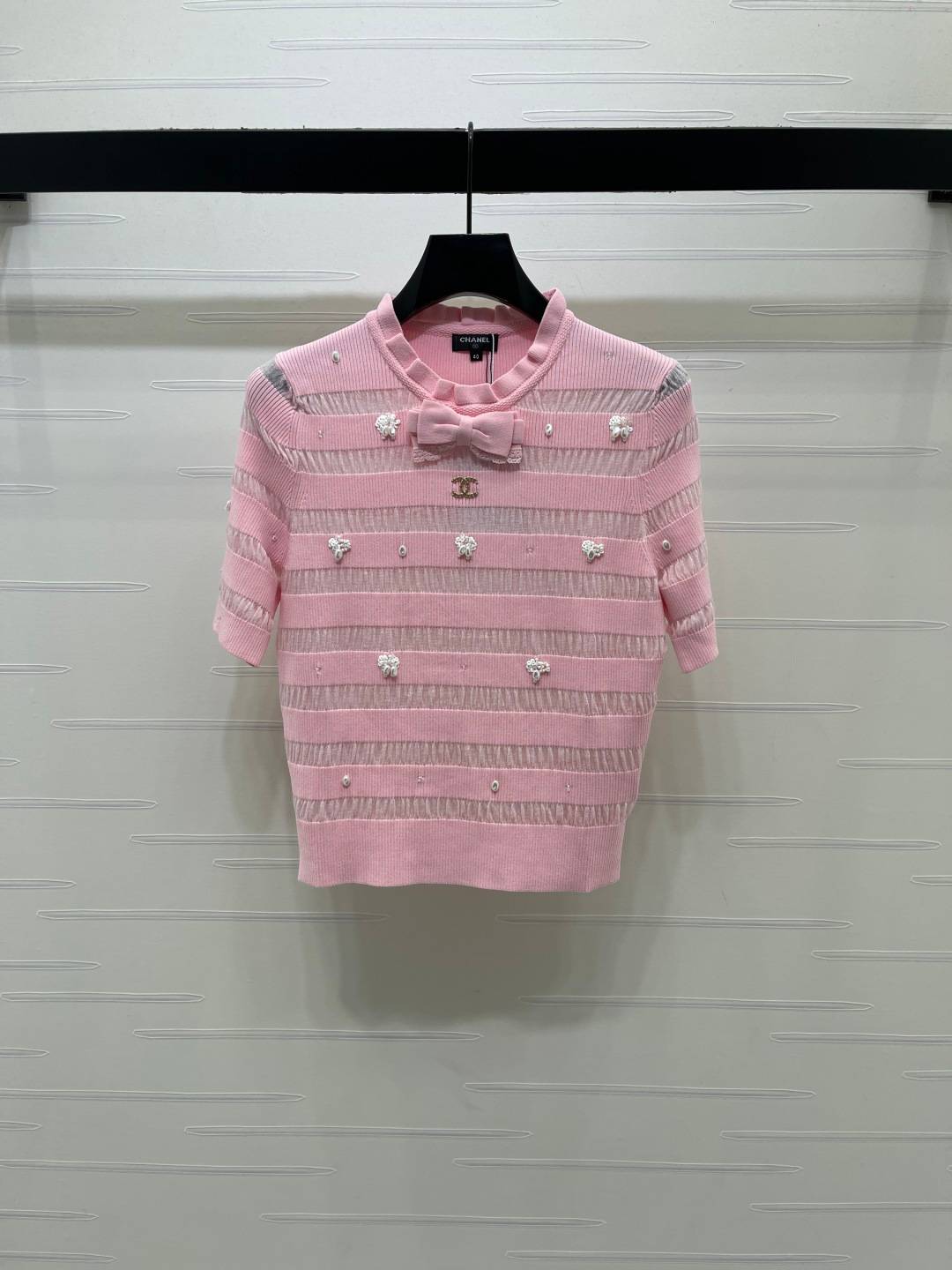 CHANEL シャネル ニット 半袖 クルーネック ピンク