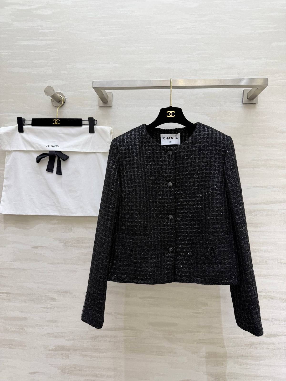 CHANEL シャネル ツイードジャケット ショート丈 レディース 通勤 ブラック
