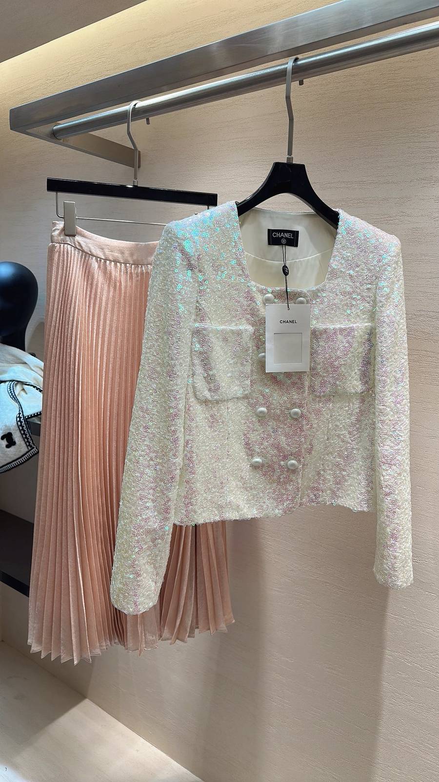 CHANEL シャネル ツイードジャケット レディース ショート丈 幻彩 ホワイト
