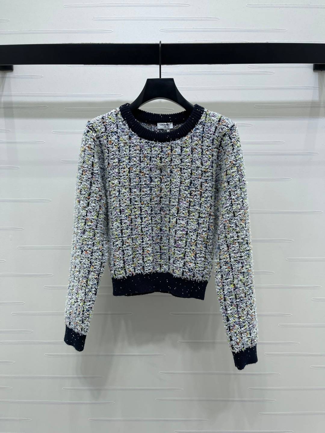 CHANEL シャネル ニット 長袖 クルーネック レディース グレーマルチ