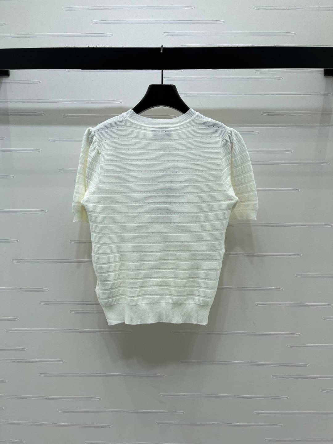 CHANEL シャネル クルーネックニット 半袖 透かし編み ホワイト ベージュ
