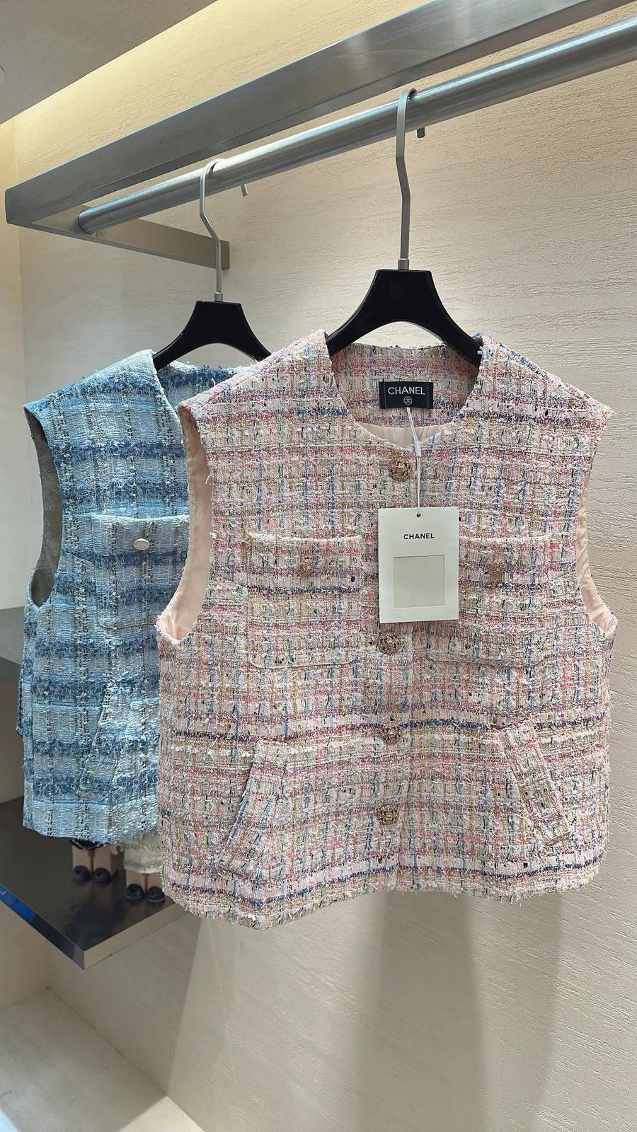 CHANEL シャネル ベスト ツイード レディース ピンク