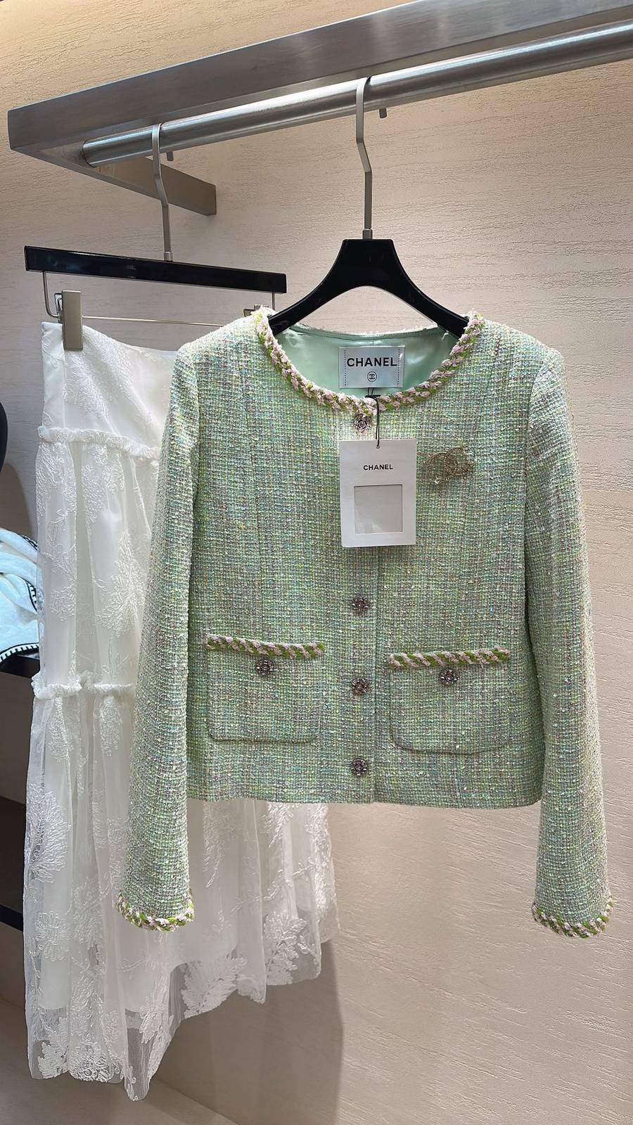 CHANEL シャネル ツイードジャケット ショート丈 レディース ミントグリーン