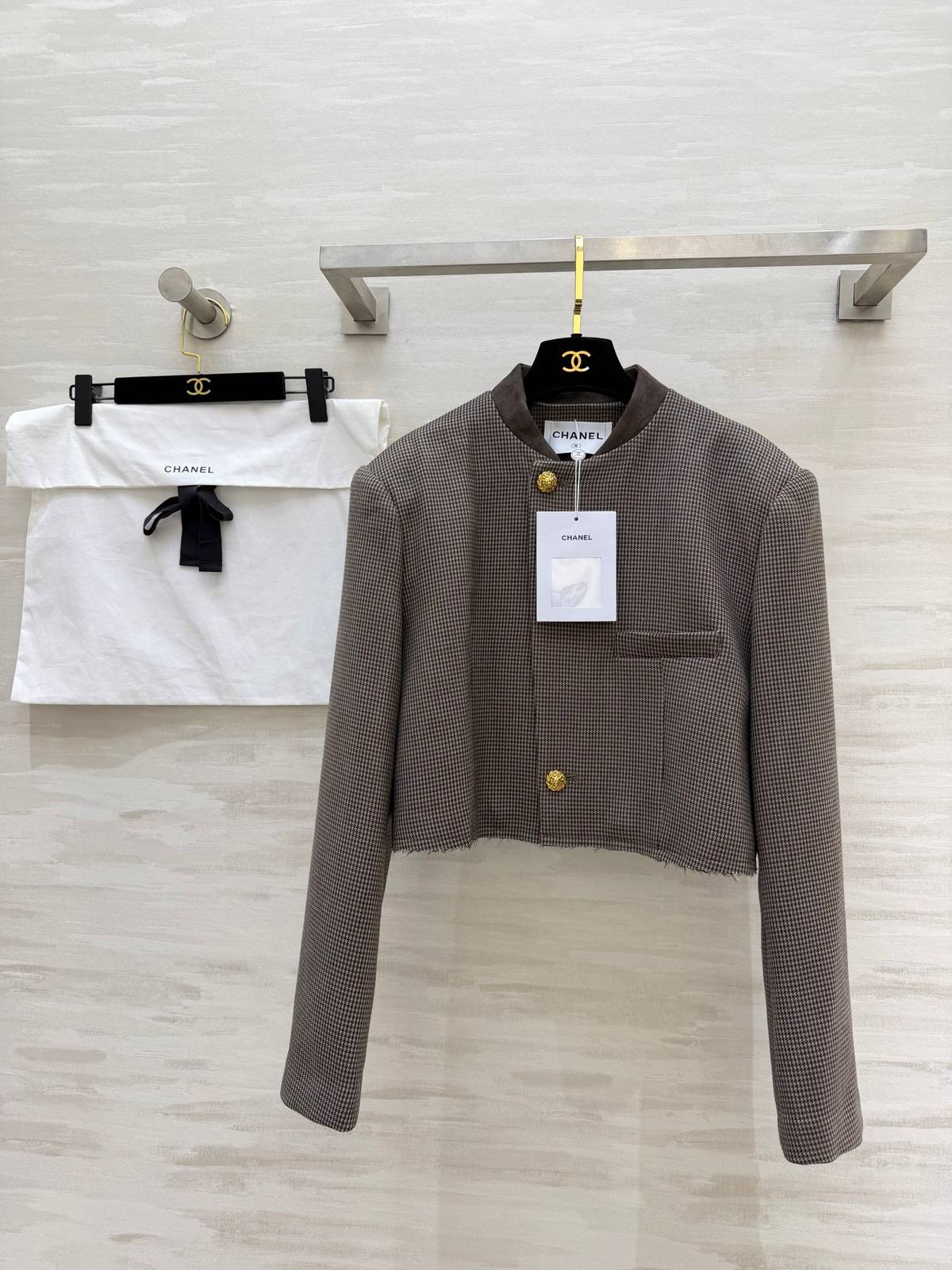 CHANEL シャネル ツイードジャケット ショート丈 レディース 通勤 グレー