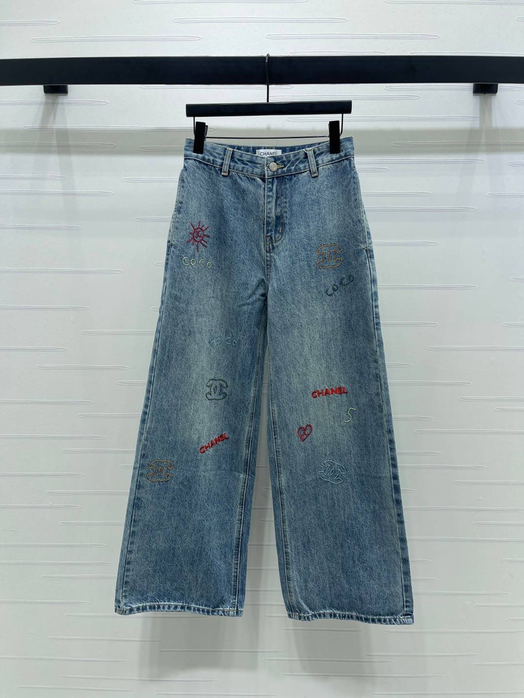 CHANEL シャネル ワイドパンツ ハイウエスト ストレート デニムブルー