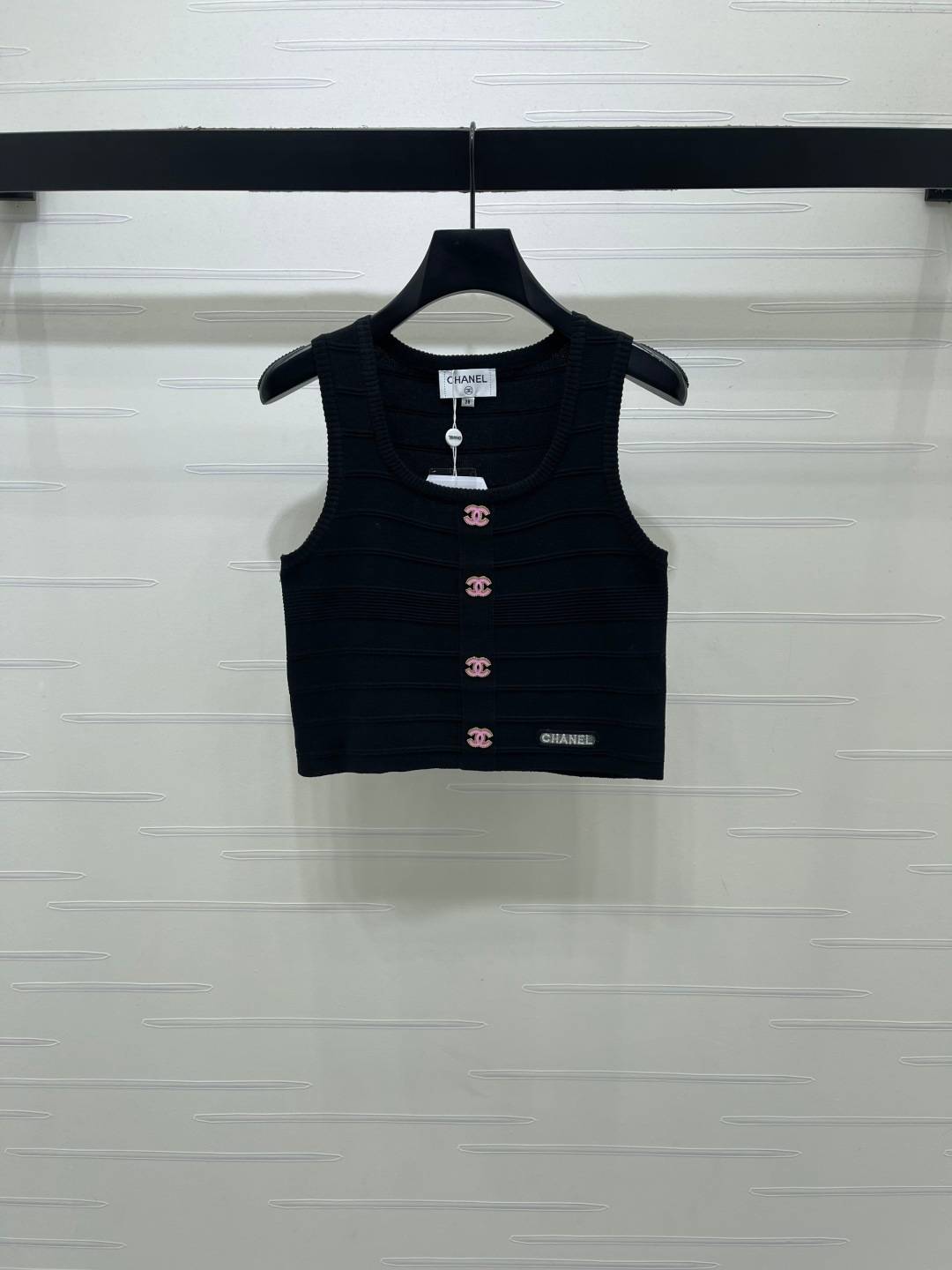 CHANEL シャネル ベスト ショート丈 前開き レディース ブラック